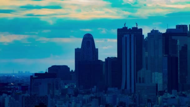 Egy időelapszus a városkép Tokióban nagy szög hosszú lövés dönthető — Stock videók