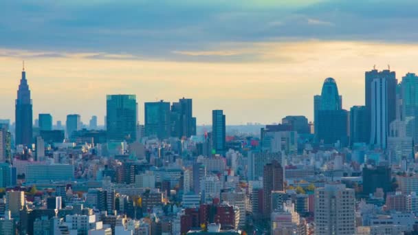 A timelapse of cityscape in Tokyo high angle long shot zoom — Stock Video