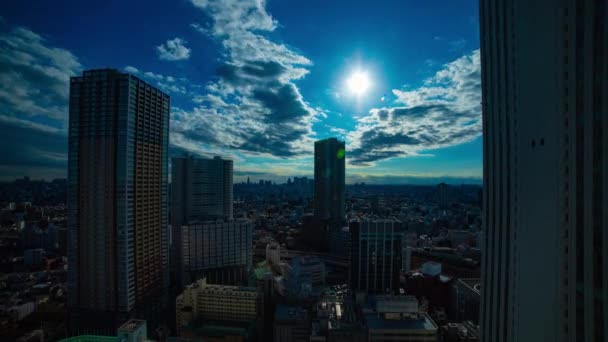 Uma cronologia da paisagem urbana em Tóquio inclinação de tiro largo ângulo alto — Vídeo de Stock