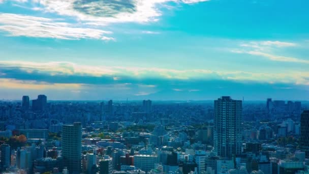 Tokyo yüksek açılı geniş açılı şehir manzarasının zaman çizelgesi. — Stok video