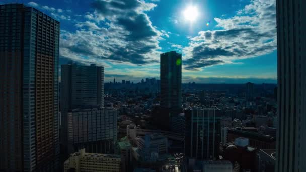 Timelapse miejskiego krajobrazu w Tokio wysoki kąt szeroki strzał zoom — Wideo stockowe