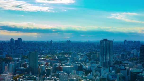 Хронология городского пейзажа Токио с широким углом обзора — стоковое видео