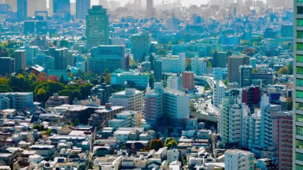 Včas miniaturní městská krajina v Tokiu s vysokým úhlem náklonu — Stock video