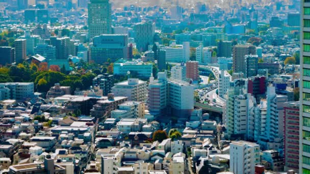 Un timelapse di paesaggio urbano in miniatura a Tokyo alto angolo lungo tiltshift colpo — Video Stock