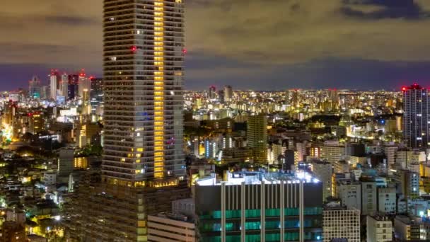 A alvorada timelapse de paisagem urbana em Tóquio grande ângulo tiro largo panning — Vídeo de Stock