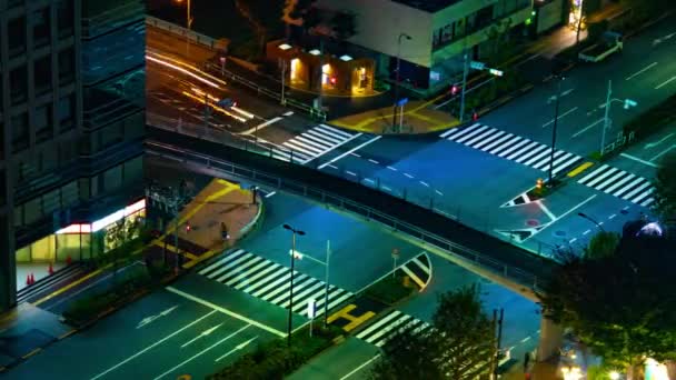 Een avond timelapse van straat bij de stedelijke stad in Tokio lange gok panning — Stockvideo