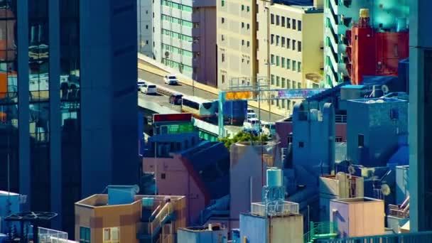 Een tijdspanne van stadsgezicht op de stedelijke stad in Tokio lange shot hoge hoek zoom — Stockvideo