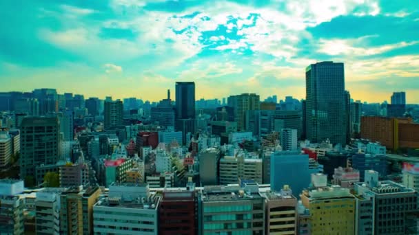 A timelapse of cityscape at the urban city in Tokyo wide shot high angle zoom — 비디오