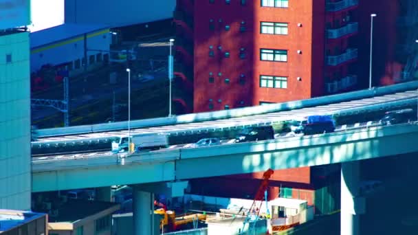 A timelapse of street at the urban city in Tokyo high angle long shot panning — 비디오