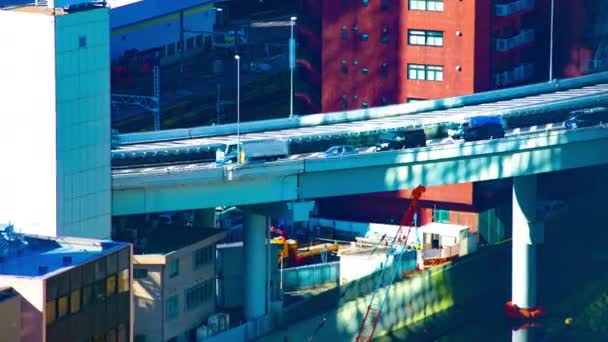 Un timelapse di strada nella città urbana di Tokyo high angle zoom grandangolare — Video Stock