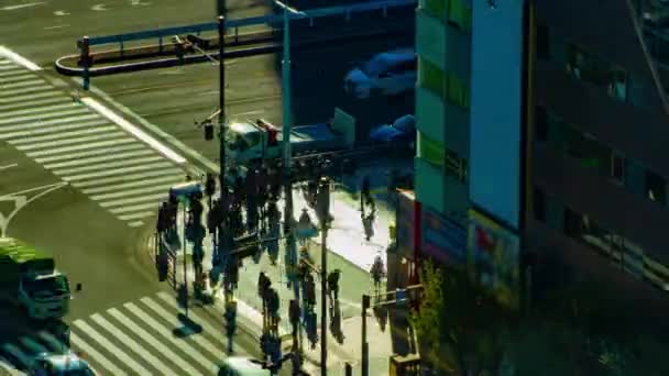 Un timelapse di strada nella città urbana di Tokyo high angle zoom grandangolare — Video Stock