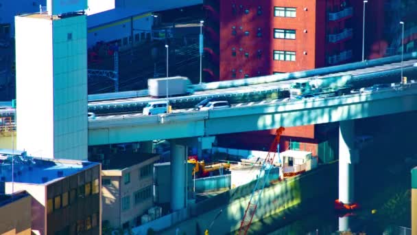 Ένα timelapse του δρόμου στην αστική πόλη στο Τόκιο υψηλής γωνίας μακρινό σουτ — Αρχείο Βίντεο