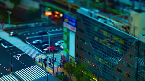 Een timelapse van straat op de stedelijke stad in Tokio hoge hoek tiltshift — Stockvideo