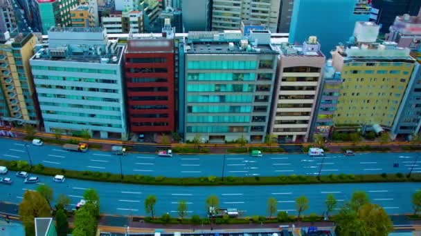 A timelapse of street at the urban city in Tokyo high angle wide shot panning — Stock Video