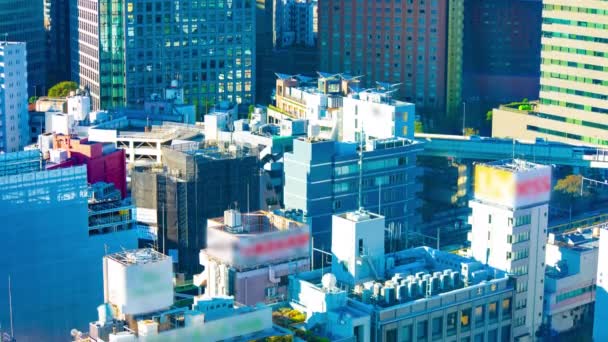 Un timelapse di strada maestra alla città urbana in inclinazione di angolo alta di tiro lunga di Tokio — Video Stock