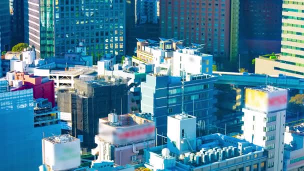 Une timelapse de l'autoroute à la ville urbaine de Tokyo zoom grand angle long-angle — Video