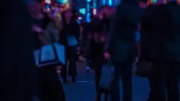 A night timelapse of the neon street at the downtown in Shinjuku Tokyo panning — 비디오