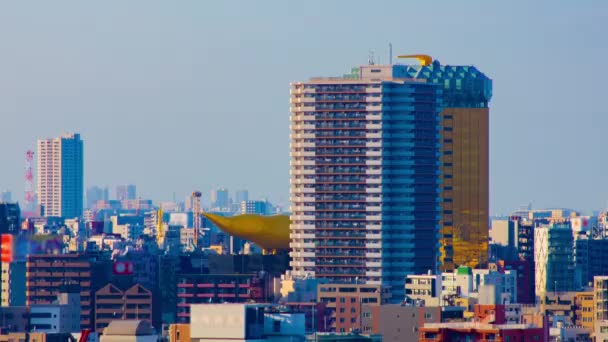 Uma cronologia de guindastes em movimento no topo do edifício em Tóquio zoom de tiro longo — Vídeo de Stock