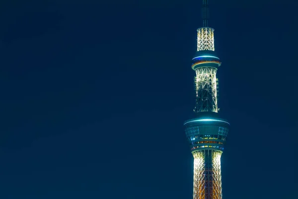 En natt Tokyo himmel träd på urban stad i Tokyo långsökt — Stockfoto