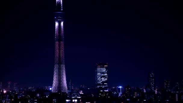 Ein nächtlicher Zeitraffer des Tokyohimmelbaums in der städtischen Stadt in Tokyomitte — Stockvideo