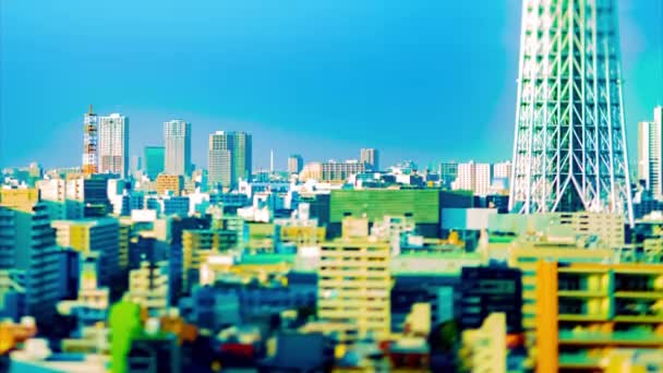 Een timelapse nabij Tokio lucht boom bij de stedelijke stad in Tokio tiltshift kantelen — Stockvideo