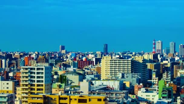 Tokyo kentindeki şehir manzarasının zaman çizelgesi geniş açıda yakınlaştırması — Stok video