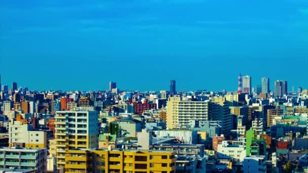 Časový průběh městské krajiny v Tokiu širokým obloukem — Stock video