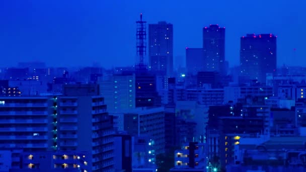 Dawn timelapse na miejskiej ulicy miasta w Tokio wysoki kąt d ³ ugi strzał panning — Wideo stockowe