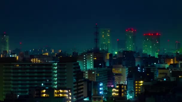 Uma madrugada timelapse na rua urbana da cidade em Tóquio zoom de tiro longo ângulo alto — Vídeo de Stock