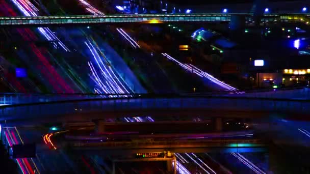 東京都内の都市高速道路の夜のタイムラプス — ストック動画