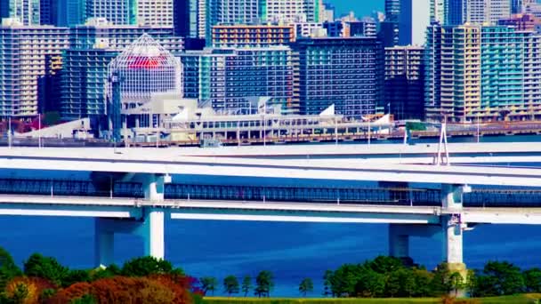 Un timelapse de autopista en la ciudad urbana de Tokio zoom de tiro largo — Vídeos de Stock