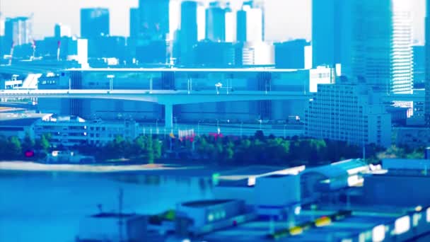 Временной график миниатюрного шоссе в городе Токио наклона сдвига наклона — стоковое видео