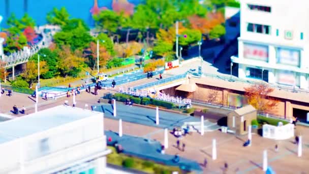 Een tijdspanne van miniatuur stad landschap op de stedelijke stad in Tokio tiltshift — Stockvideo