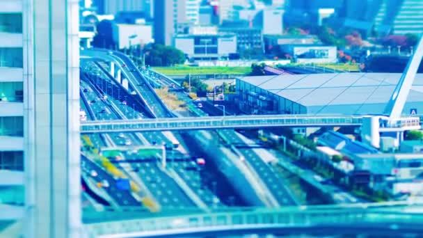 Uma cronologia da estrada em miniatura na cidade urbana de Tóquio tiltshift zoom — Vídeo de Stock