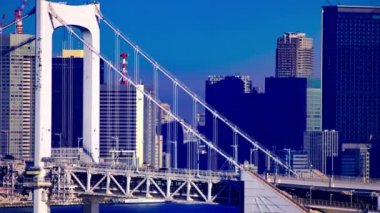 A timelapse of bridge highway at the urban city in Tokyo long shot zoom