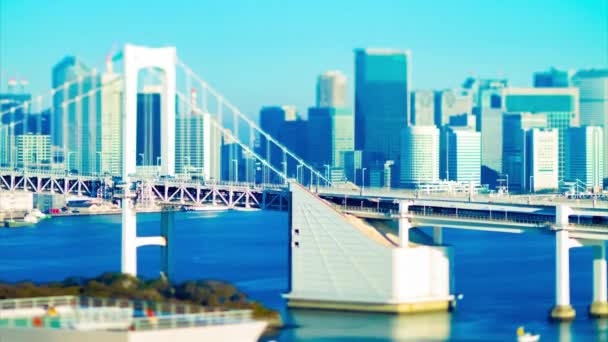 Un timelapse de la autopista del puente en la ciudad urbana de Tokio tiltshift basculante — Vídeos de Stock