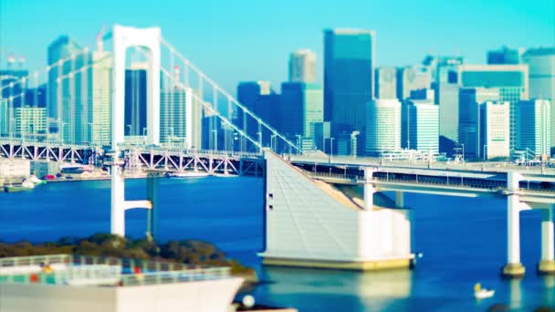 Una timelapse dell'autostrada del ponte nella città urbana di Tokyo tiltshift — Video Stock