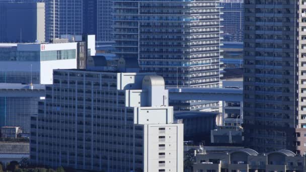 Tokyo 'daki şehir merkezinde otoyolda araba taşımak zor iş. — Stok video