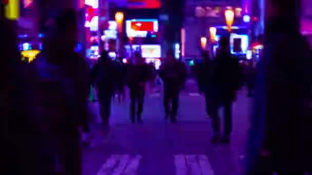 아키하바라의 시내에 있는 네온 거리의 야간 시간 측정 장치 도쿄 롱 샷기울기 — 비디오