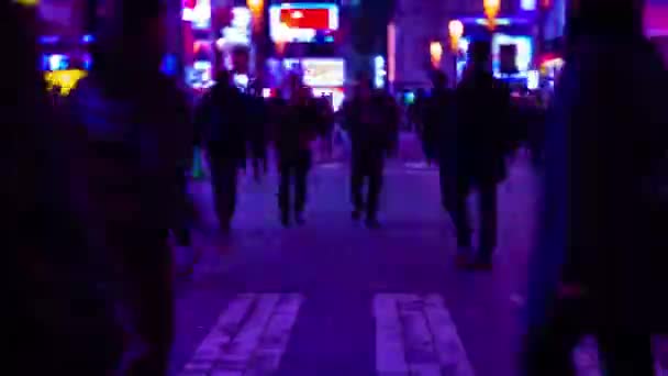 Uma cronologia noturna da rua de néon no centro da cidade de Akihabara Tóquio inclinação de tiro longo — Vídeo de Stock