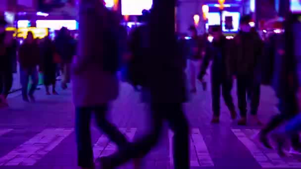 아키하바라 도쿄 번화가에 있는 네온 거리의 야간 시간 측정 장치 — 비디오
