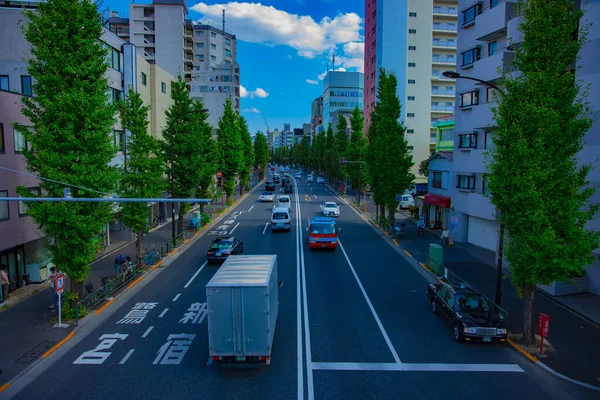 東京・青梅通りの街中ワイドショット — ストック写真