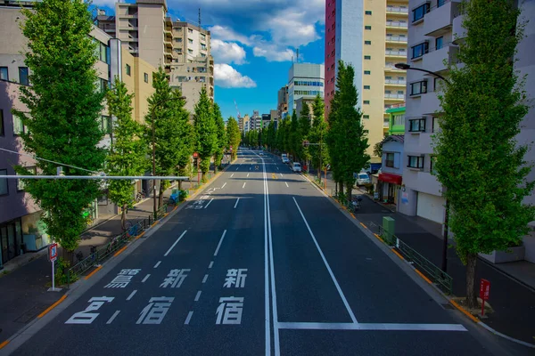 東京・青梅通りの街中ワイドショット — ストック写真