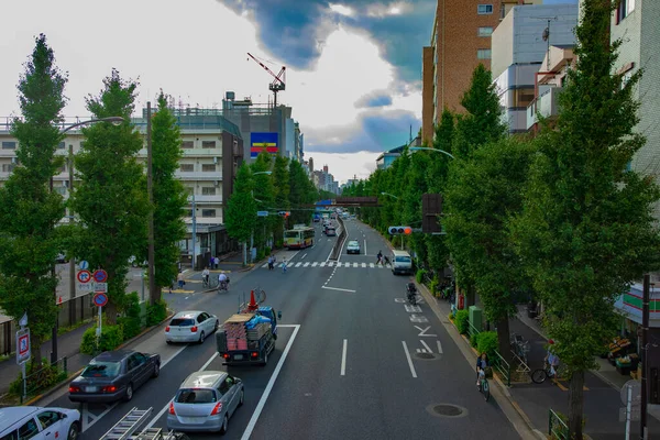 Miejska ulica na Oume avenue w Tokio dzienny szeroki strzał — Zdjęcie stockowe