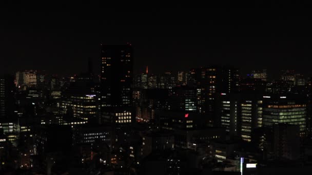 A night cityscape at the urban city in Tokyo wide shot — Stock Video
