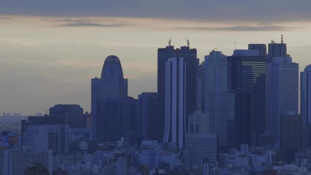 Un paisaje urbano panorámico al atardecer en la ciudad urbana de Tokio — Vídeos de Stock
