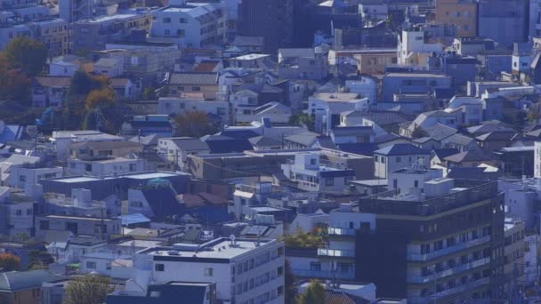 Uma paisagem urbana de alto ângulo na cidade urbana de Tóquio — Vídeo de Stock