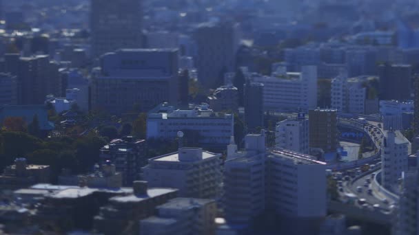 Miniaturní městská krajina v městském městě v Tokiu denní vysoký úhel náklonu — Stock video