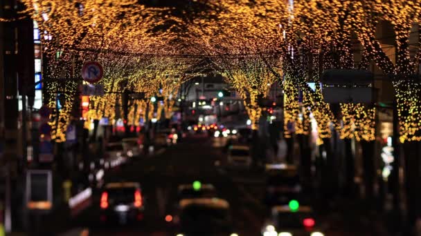 A night miniature illuminative street at the downtown in Shibuya Tokyo tiltshift — Stock Video