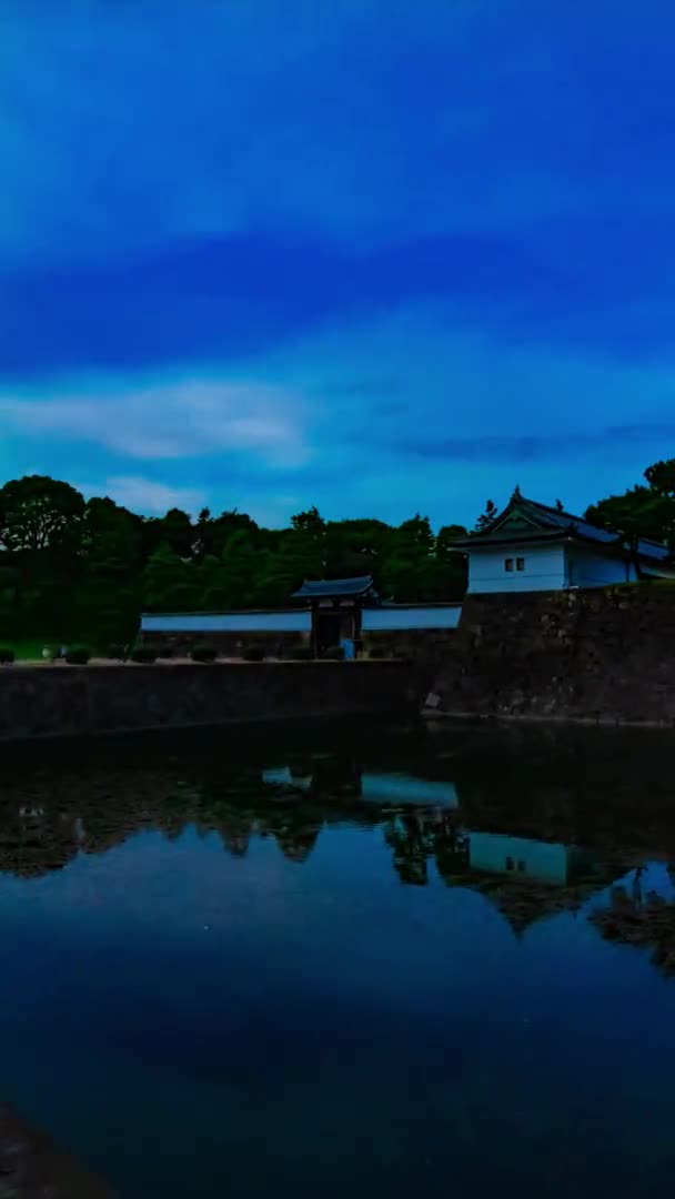 東京の皇居での夕暮れ時のタイムラプス縦射パンニング — ストック動画